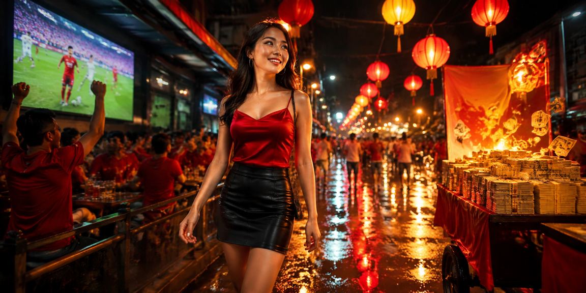 Chợ đêm Hà Nội với ánh đèn vàng ấm, người dùng kiểm tra giao dịch hoàn tiền trên điện thoại